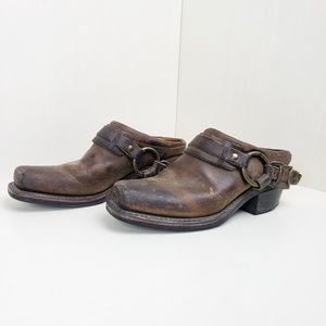 Frye mule buckle boot